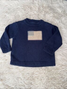 🇺🇸 Bowen & Wright Navy Knit Sweater with Flag Patch 2T